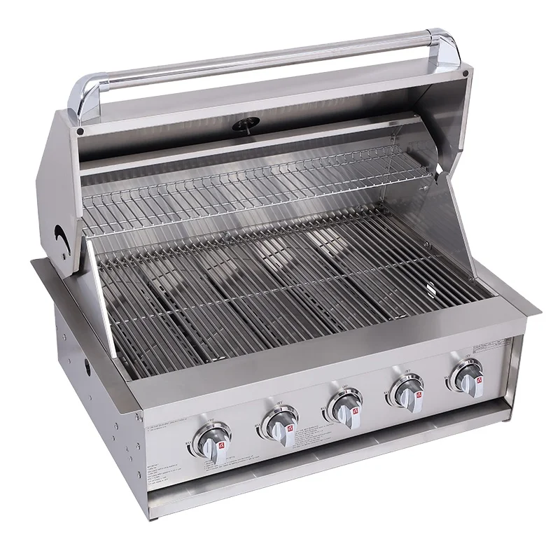 

5 Burner Stainless Steel Build In BBQ Gas Grill, Black
