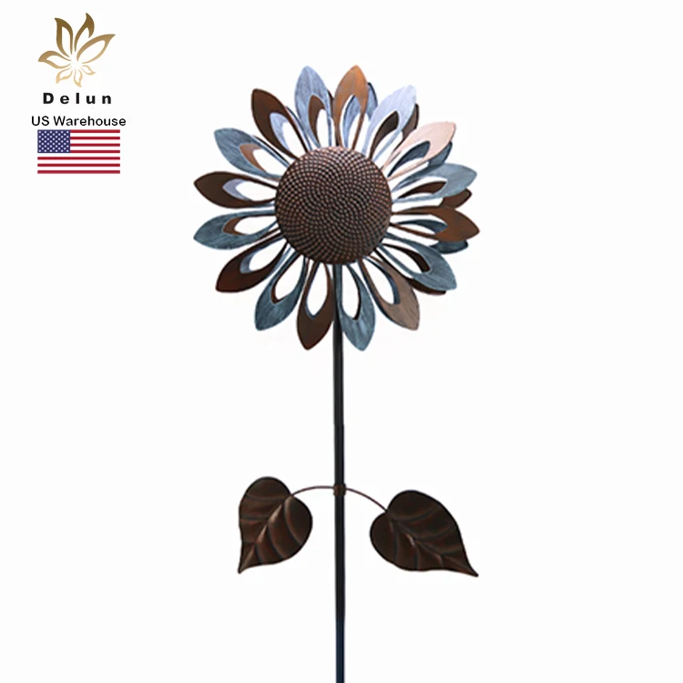 

Decor Garden Windmill Wholesale Metal Sunflower Wind Spinner with Lawn Stake