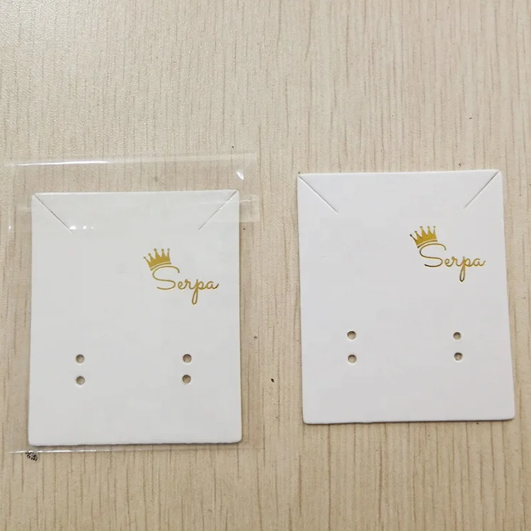 

Custom glossy gold foil logo necklace card, display jewelry earring card, Pantone color