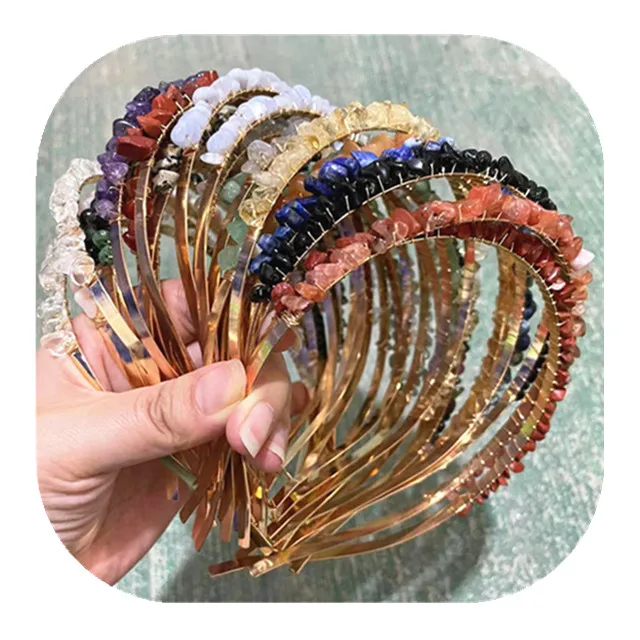 

Wholesale natural hand made jewelry mixed quartz crystal chips hairbands precious stones for gifts