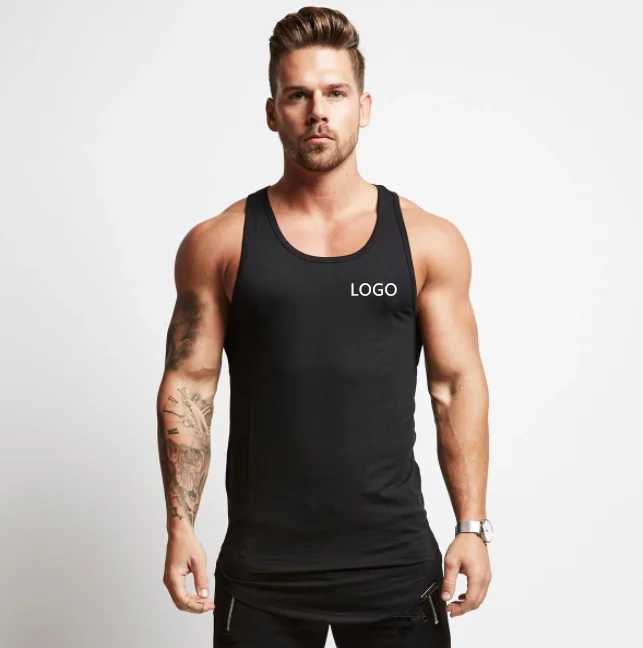 

Wholesale Custom Cotton Stringer Gym Vest Fitness Singlet Workout Muscle Bodybuilding Mens Tank Top