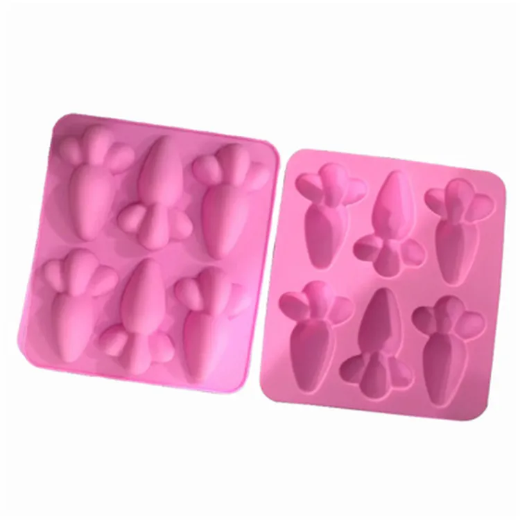 

J125 6 cavity mini carrot shaped silicone cake molds, Random