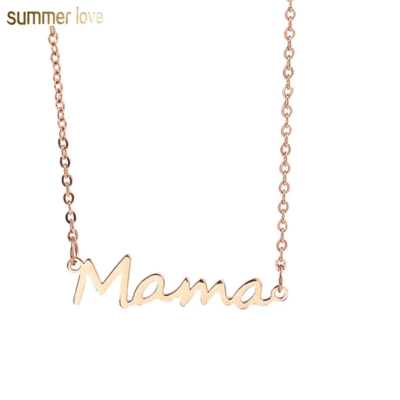 

Wholesale Mother's Gift Personalized Mama Letter Pendant Stainless Steel Chain Necklace Jewelry, As picture