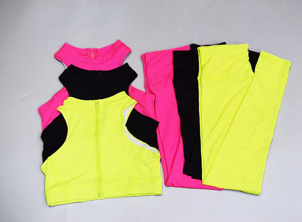 Hot Sale Active Wear Set Womens Gym Apparel Fitness Yoga Back Zip Top