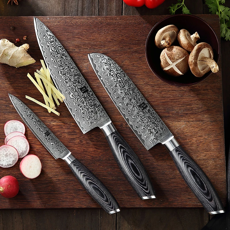 

3Pcs Super sharp Japanese VG10 kitchen handmade Damascus knife set