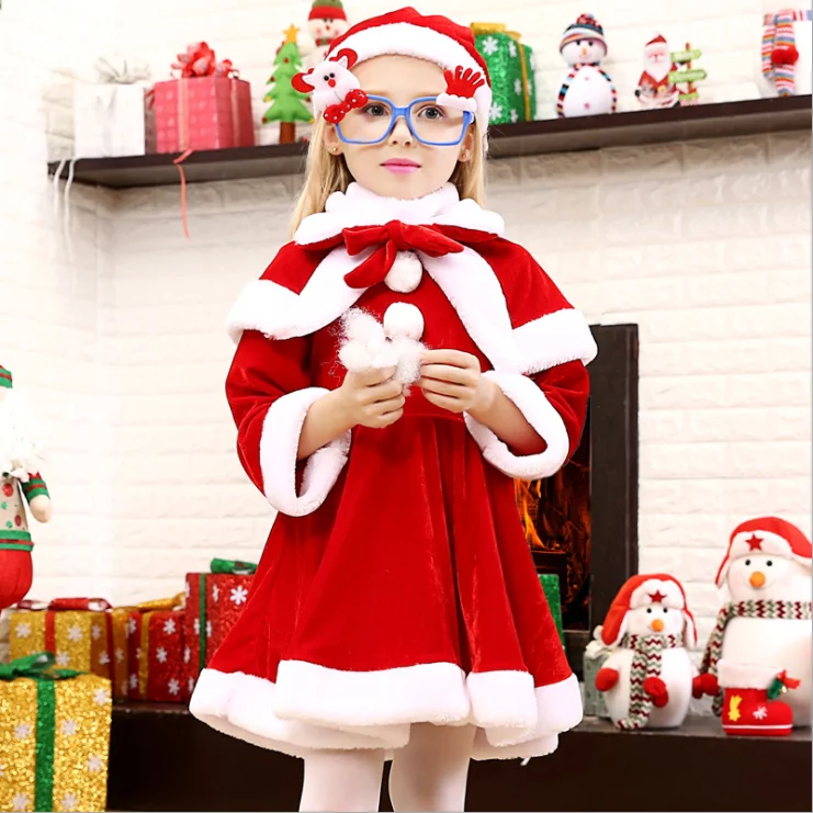 

2020 fancy christmas party costume full sleeve children christmas clothes, Red