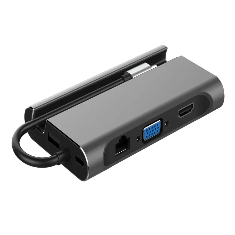 

Hot Sell USB C Hub Type C Hub Adapter with Ethernet USB C to VGA Micro SD Compatible for Mac Pro Computer and Laptops, Black&gray