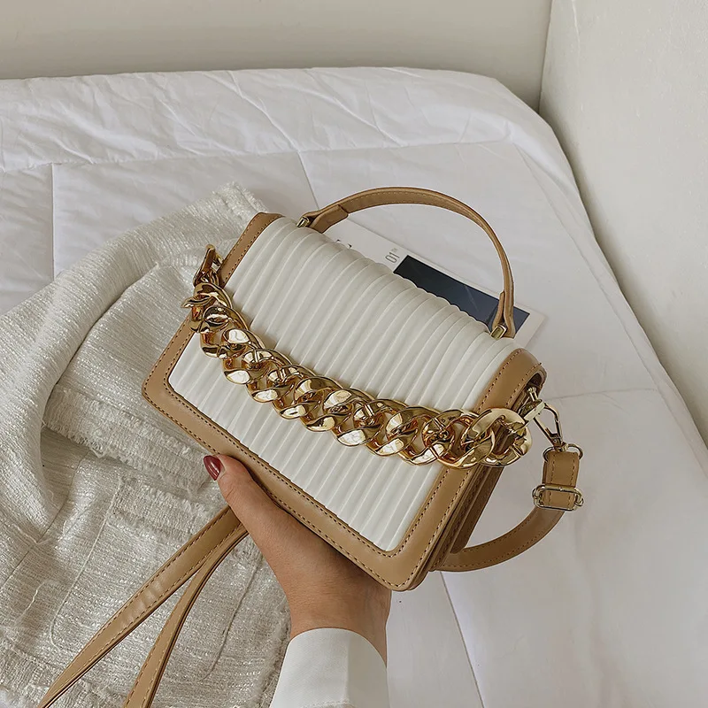 

Fashion fall thick chain stripe leather hand bag women bags ladies shoulder crossbody handbag luxury purse, 9colors