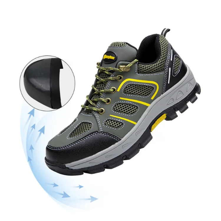 

New style Breathable Work Shoes Steel Toe Safety Boots, Army green