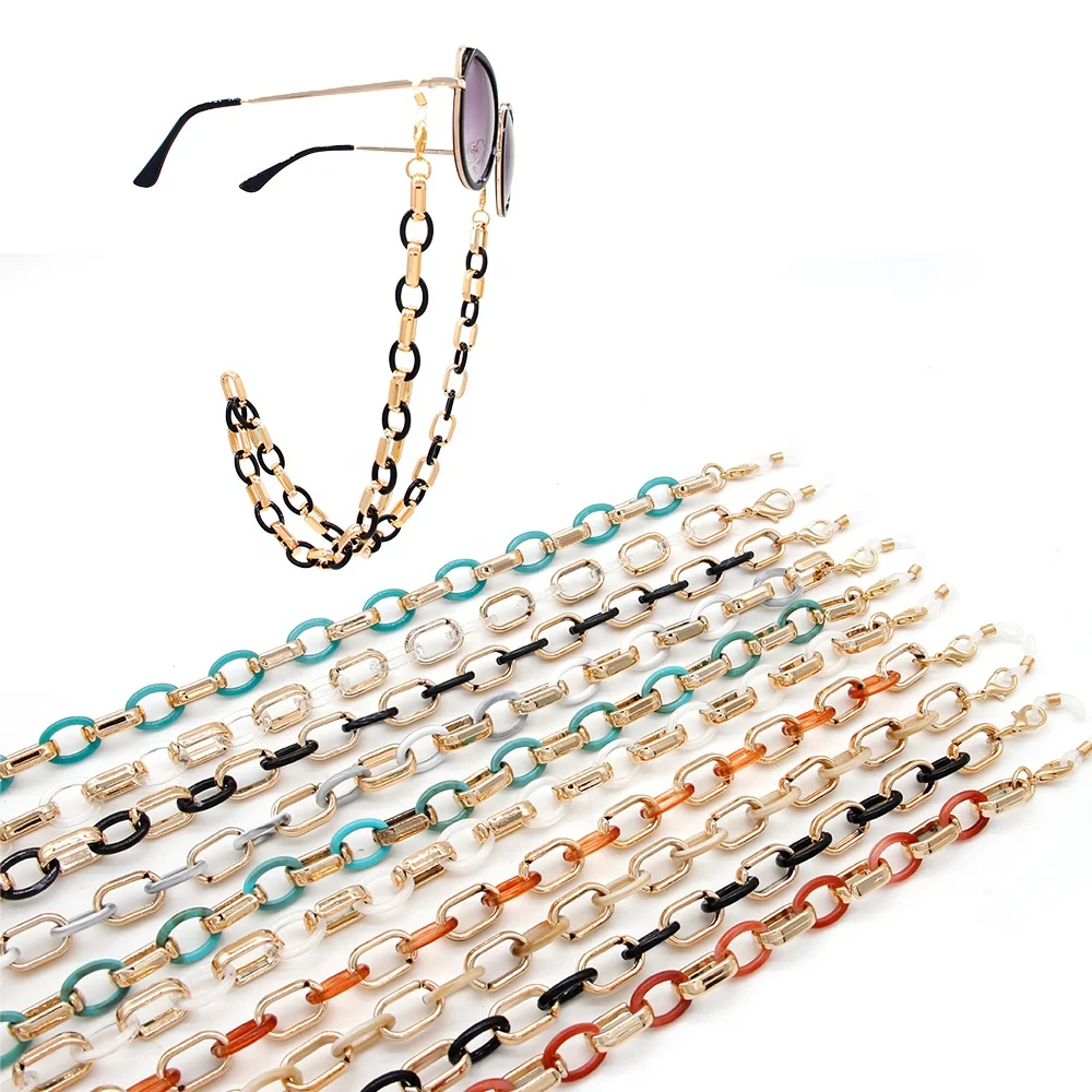 

Fashion Adjustable Acrylic Link Masking Necklace Sunglasses Retainer Strap Glasses String Cord Eyeglass Chain, As shown or customized