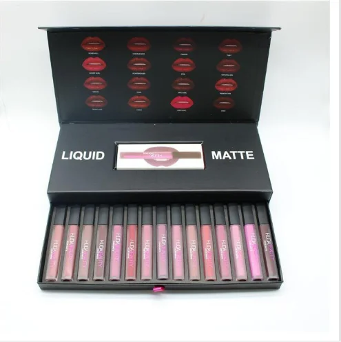 

Hot selling make up set waterproof high pigment 16 colors matte liquid lipstick for girls