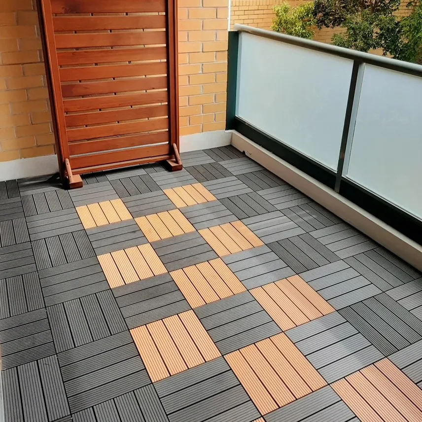 

Co-extrusion Composite Wpc Decking Tiles 300x300MM wpc diy tiles interlocking decking tiles for outdoor patio, Coffee,red wood, teak wood,dark grey,brown,chocolate,white