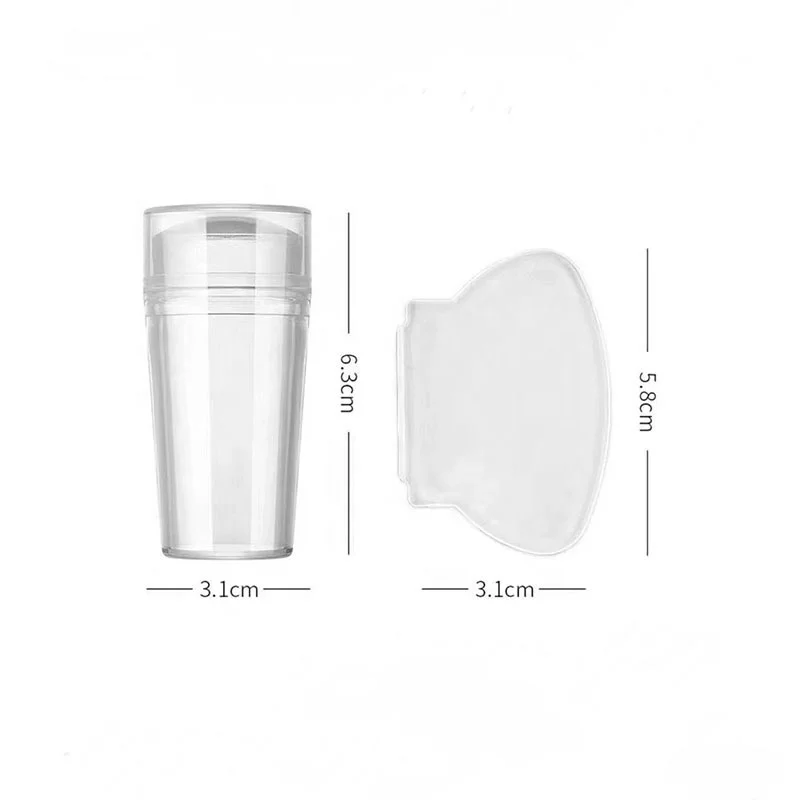 

New Transparent Nail Art Stamp With Cover Full Transparent Handle Transparent Print Head Silicone