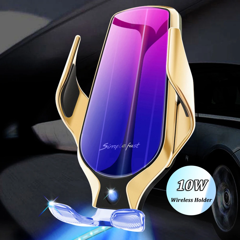 

Free Shipping 1 Sample OK New Air Vent Mount Automatic Clamp 10W Quick Charging Wireless Car Charger For iPhone
