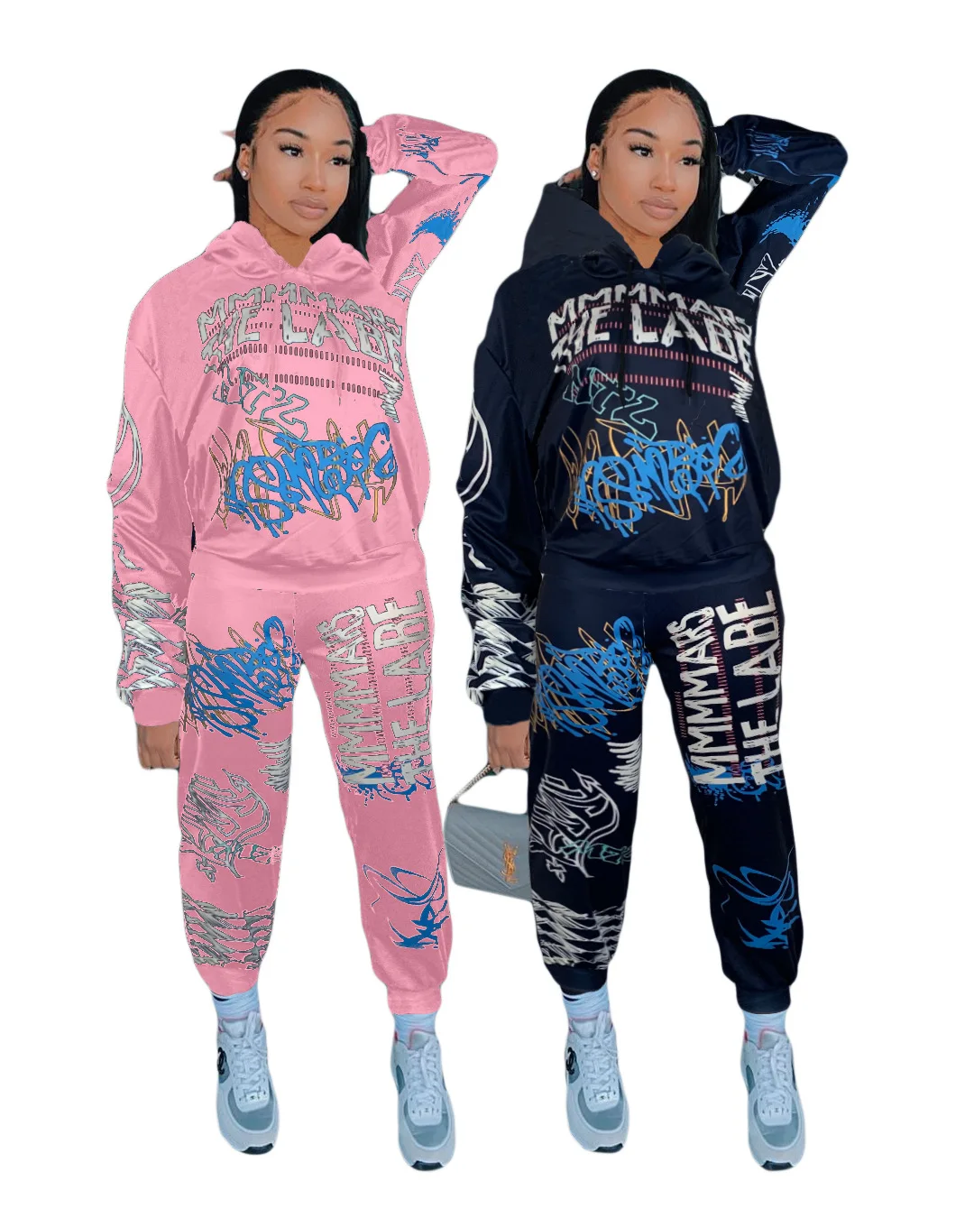 

Wholesale trendy fitness gym sports joogers women 2 piece set clothing hoodie set, Customized color