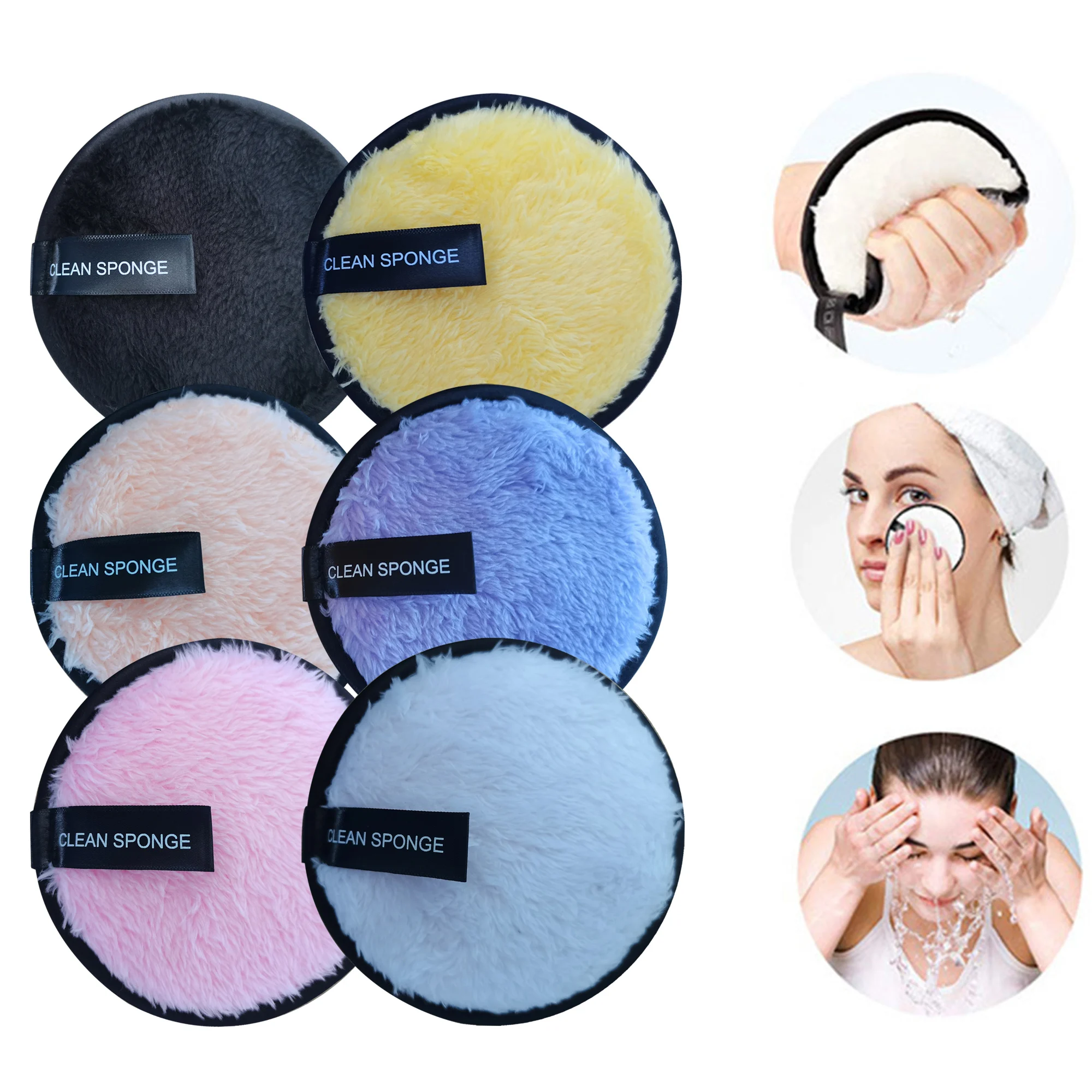 

11 colors Face Facial Cleansing Multi-colors In Stock Microfiber Water Makeup Remover Pads, 16colors