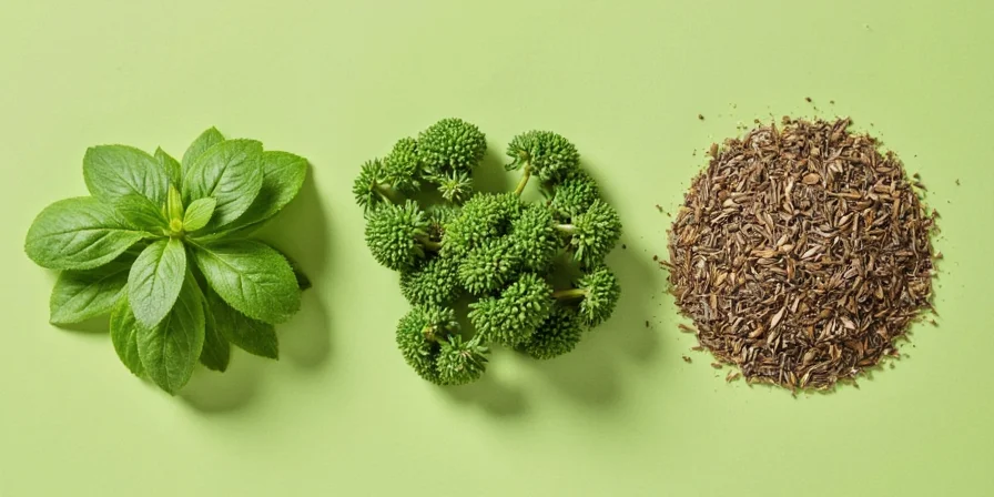 Thyme sprigs on wooden table