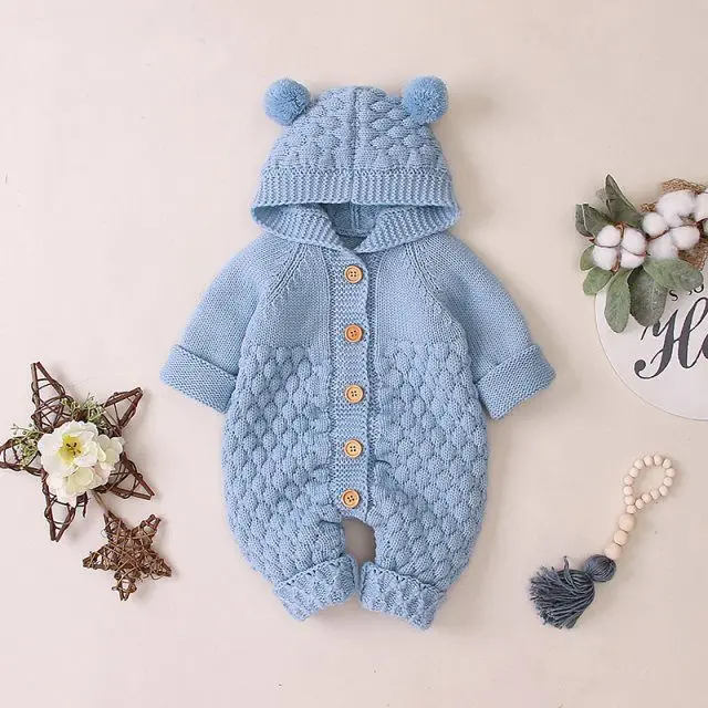 
Baby Rompers Knitted Cartoon Bear Newborn Jumpsuits Long Sleeve Toddler Girlboy Sweaters Clothes Children Overalls Winter 
