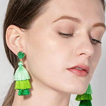 

Europe and America hot selling Colorful Tassel Earrings for Women - Layered tassels Earrings - Bohemian 13 Choices of Color