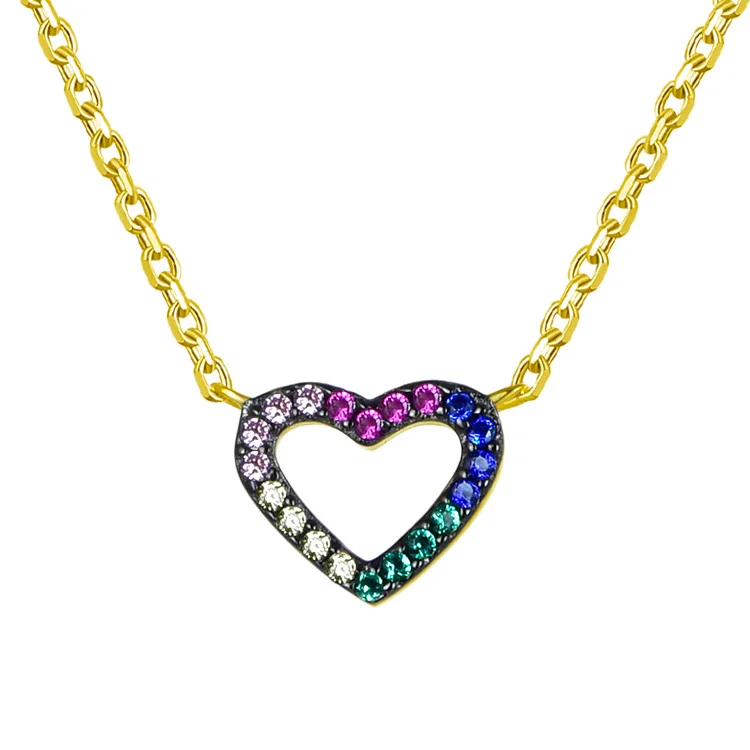 

Wholesale Price Fashion Jewelry 925 Sterling Silver Chain Necklaces Colorful Aaa Cubic Zirconia 18K Gold Necklace