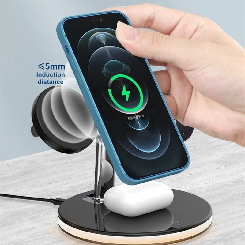 

hot 2021 sellings amazon charging station support wireless phone charger with lamp 3 in 1 wireless charger