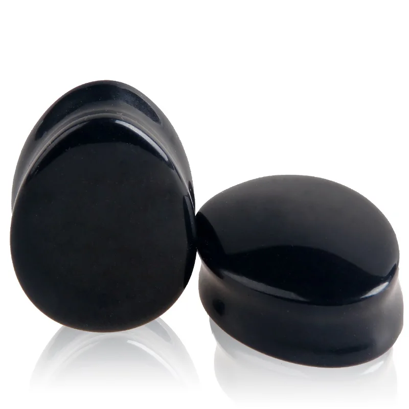 

10Pairs/Set Teardrop Ear Expanders Piercing Classic Organic Black Obsidian Stone Ear Plugs Tunnels Ear Piercings Body Jewelry