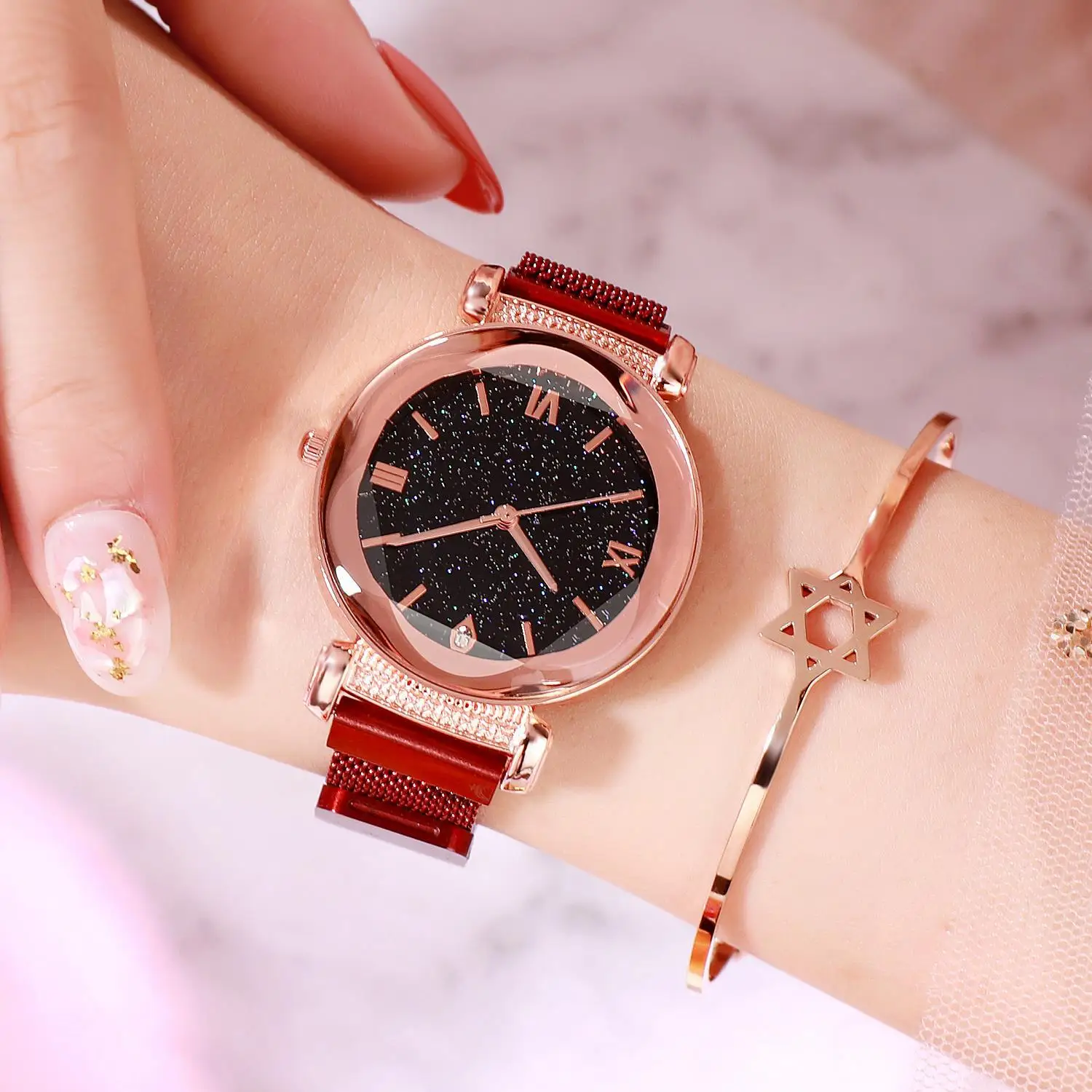 

Fashion starry sky women bracelet watch set female clock trend ladies watch+bracelet set students Wristwatch For Gift