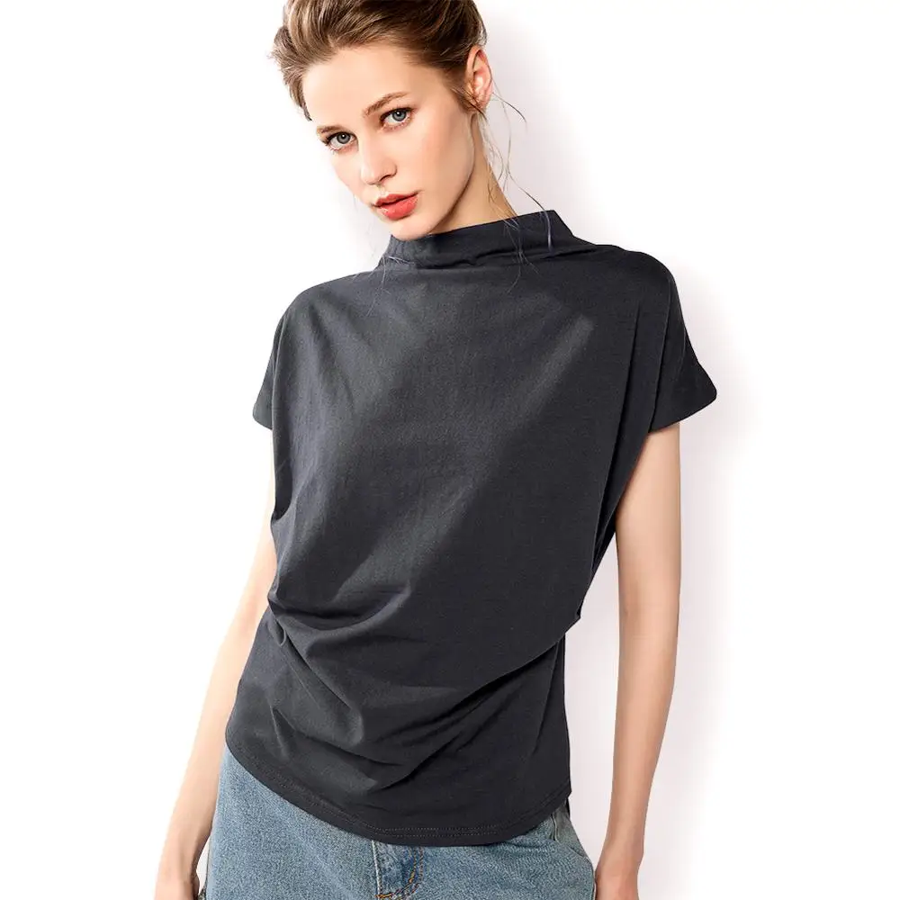

Summer Female Cotton Turtleneck Blouse Women Wholesale Women Blouse Cotton High Quality Blouse 5200