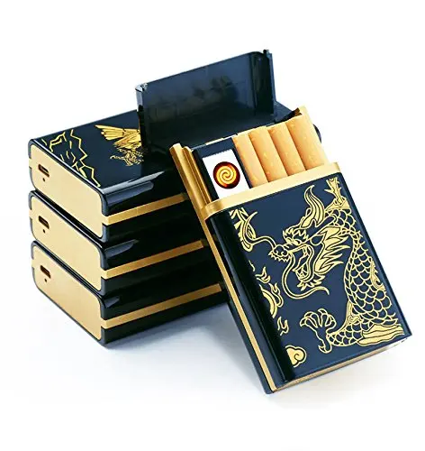 

Cigarette Lighter case hold 8 Sticks with USB Lighter built-in heat coil lighter case cigarette is Smoking accessories, 3 colors
