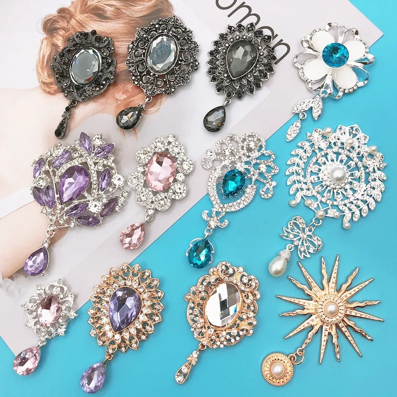 

Diy Pearl Flower Sun God Flower Brooch Gemstone Pendant Rhinestone Top