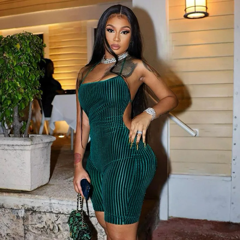 

Hot Selling Spring Summer Women Sexy Open Back Sleeveless Bodycon One Piece Romper Short Playsuit Jumpsuit