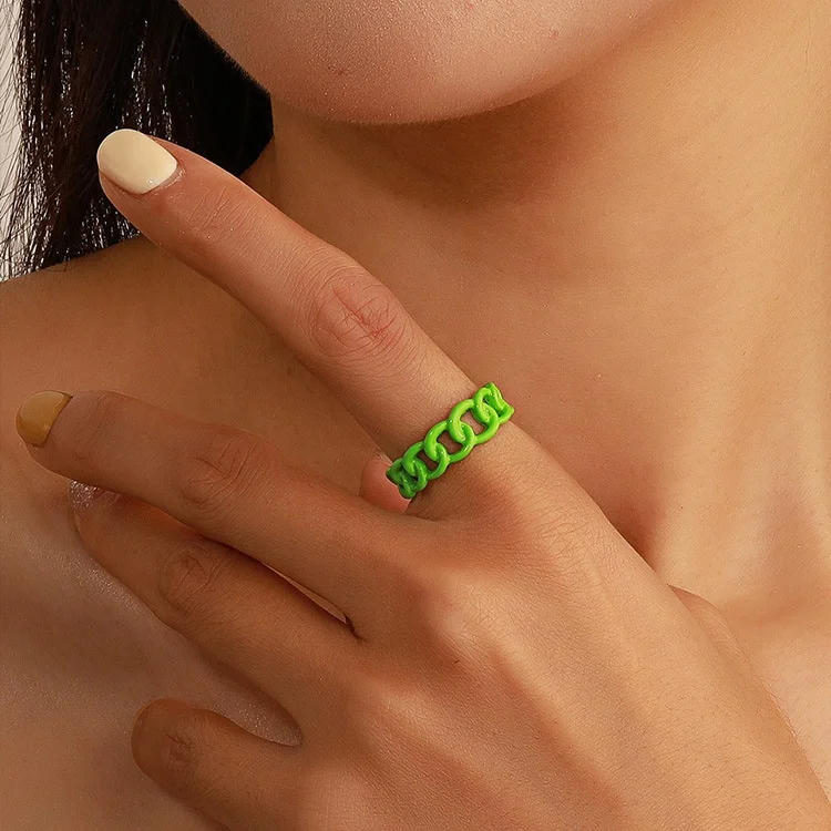 

Wonem's Creative hollow opening alloy chain adjustable index finger ring, Color