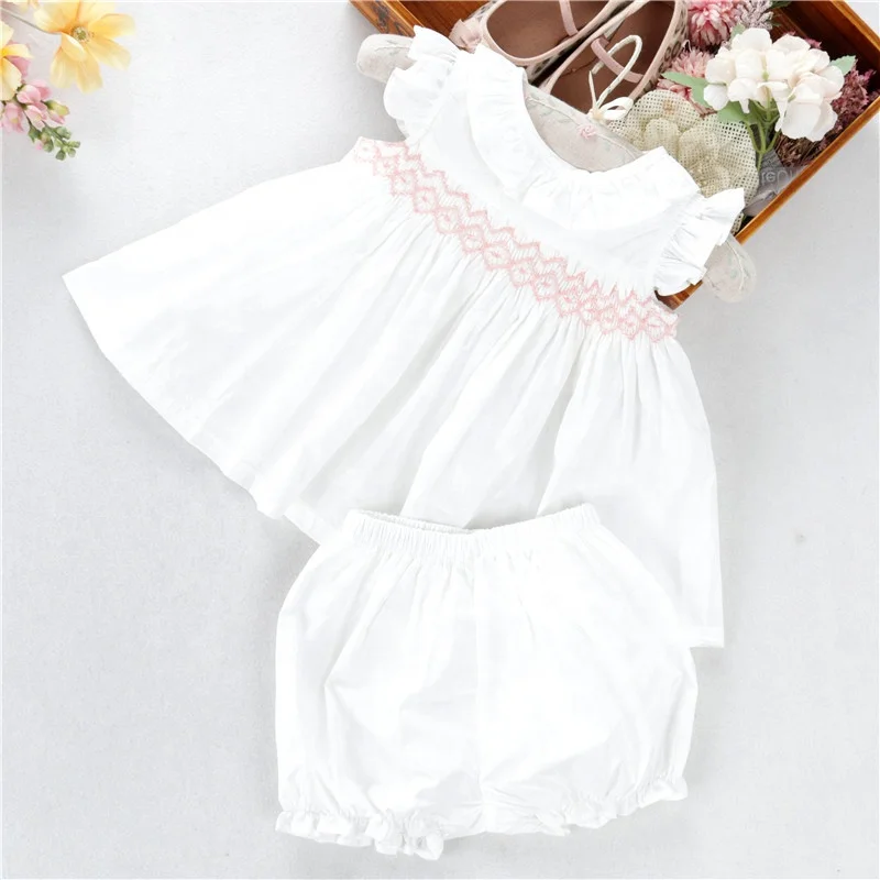 

C07768 summer baby clothes sets thanksgiving girls smocked dress ruffles cotton kids children clothes wholesale