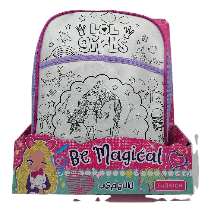 

Be magic girls bag kids back to school stationery painting backpack set