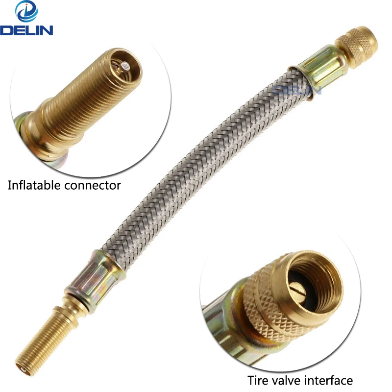 180mm Stainless Steel Braided Flexible Hose Car Wheels Tyre Valve Stems
