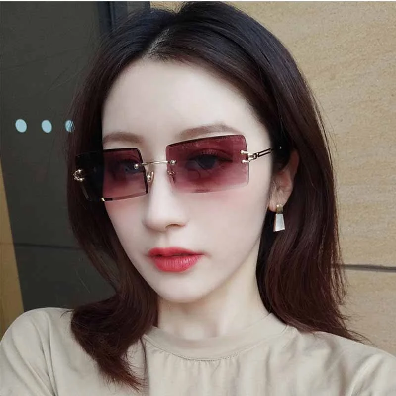 

Eyewear Fashion 2020 Sun Glasses Retro Vintage Men Women Small Rectangle Rimless Sunglasses Gafas De Sol, Customized color