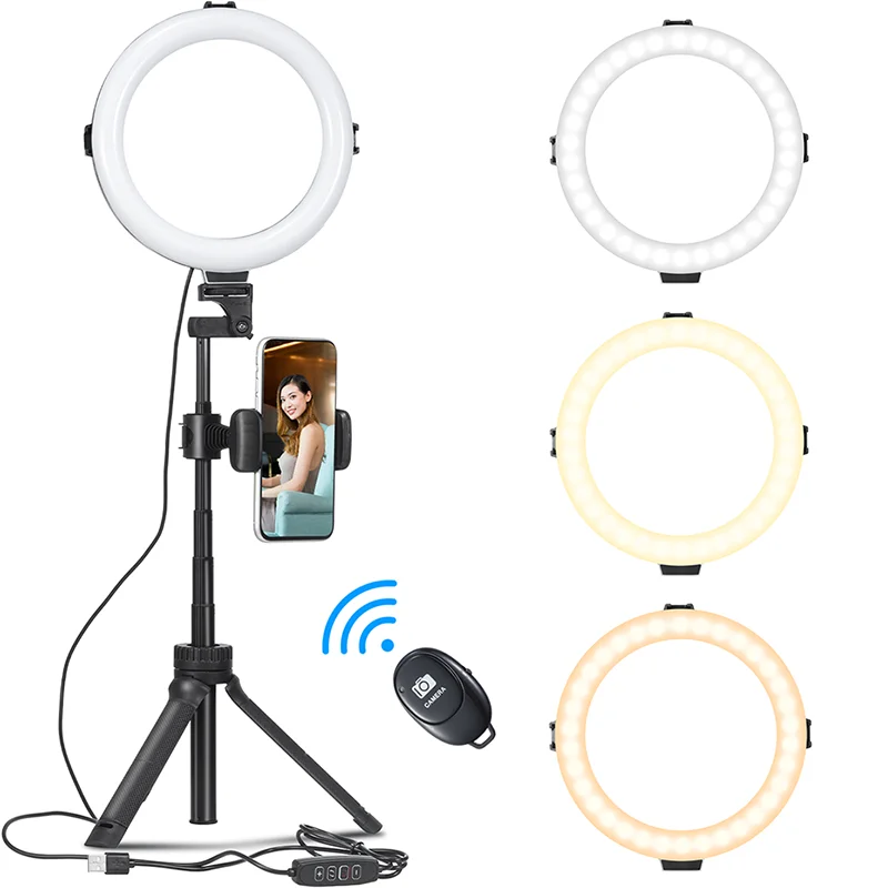

Ulanzi Live Broadcast Fill Light Led Selfie Ring Light With Tripod Kit For Smart Cell Phone Circular Beauty Lamp Tripods