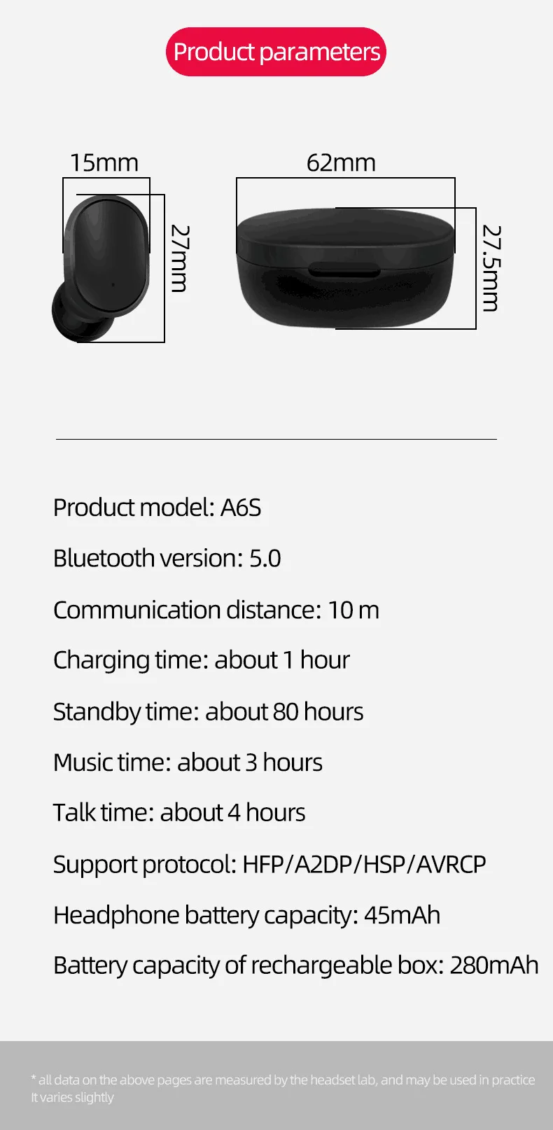 amazon 2019 top seller A6S airdots in-ear earphone bluetooth headphone - ANKUX.COM