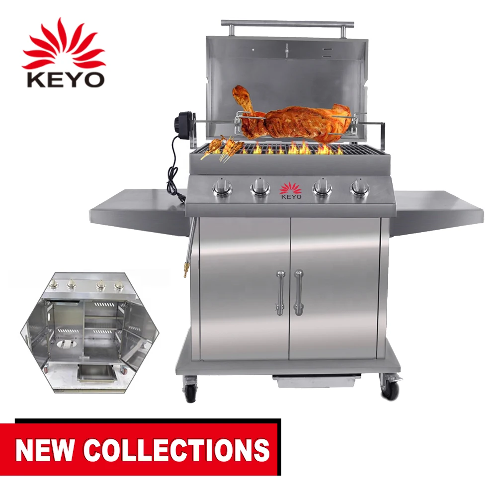 Outdoor Garden Large Gas And Charcoal Grill Combo Smokeless Barbecue