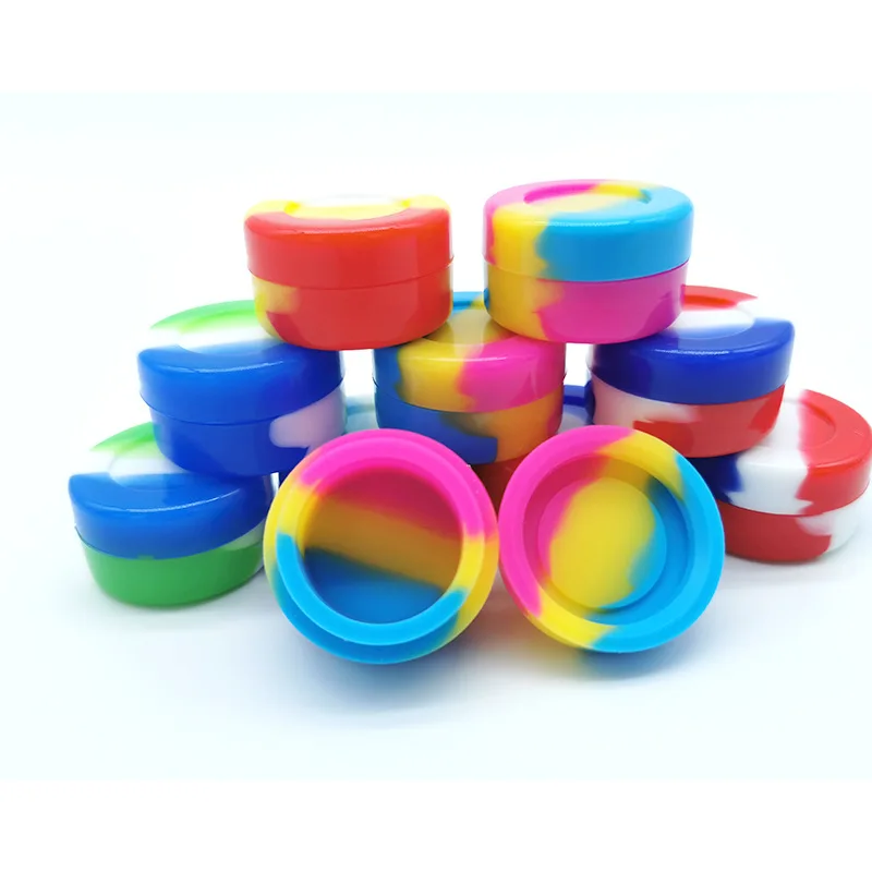 

High Quality Customized 5Ml Silicone Jars Wax Dabs Round Container Storage, Blue ,green ,gray ,orange ,red ,custom color
