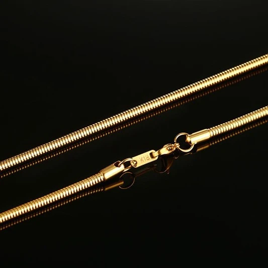 

RFJEWEL Wholesale hot selling Round snake chain silver 18K gold 3mm width snake chain stainless steel for women