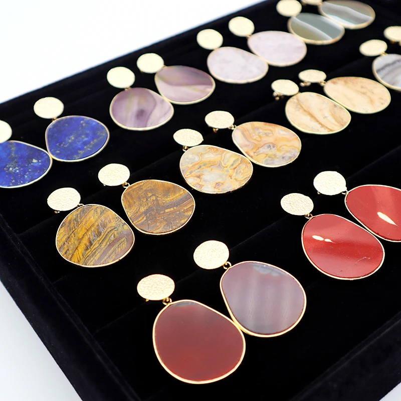 

WE030 Summer Colorful Natural stone drop earring