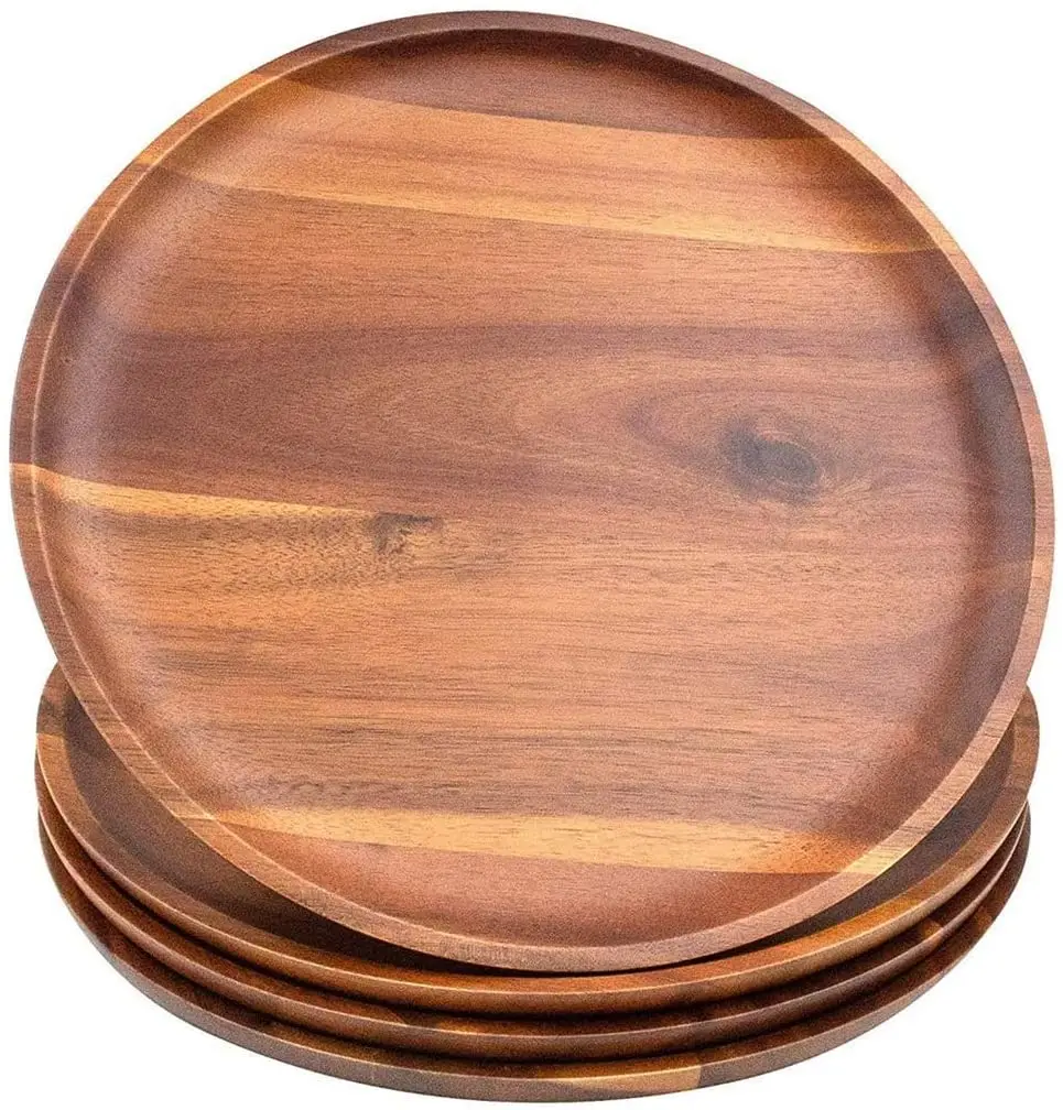 87inch acacia wood dinner plates, round wood plates, easy