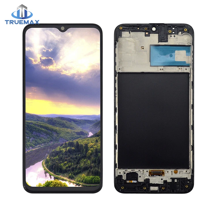 amoled mobile phone lcd touch screen digitizer with frame for samsung galaxy m21
