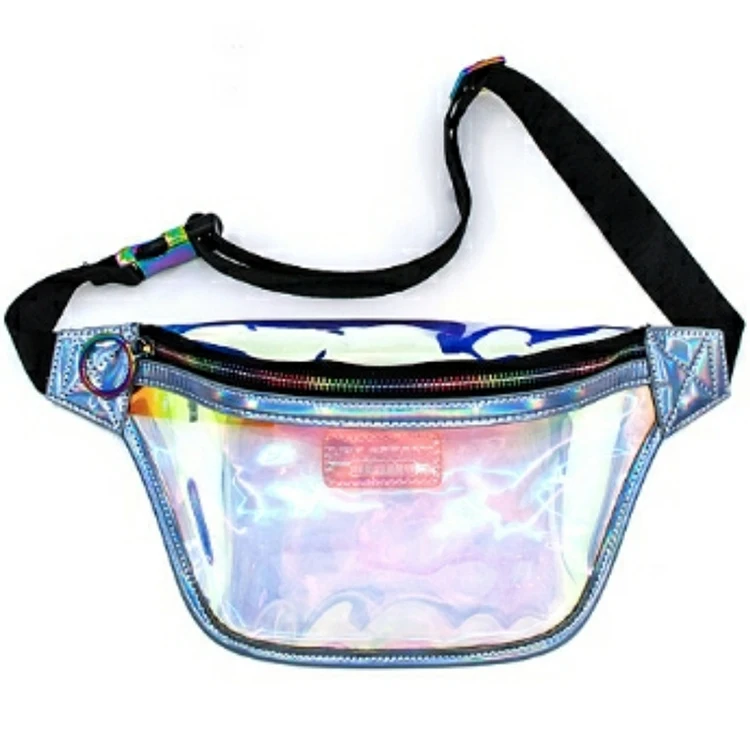 

New fashion customized summer ladies clear transparent pvcbum pouch belt bag fanny pack waist bag