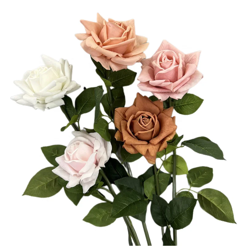 

Superior real touch latex 12cm roses single stem artificial flowers rose for wedding decoration