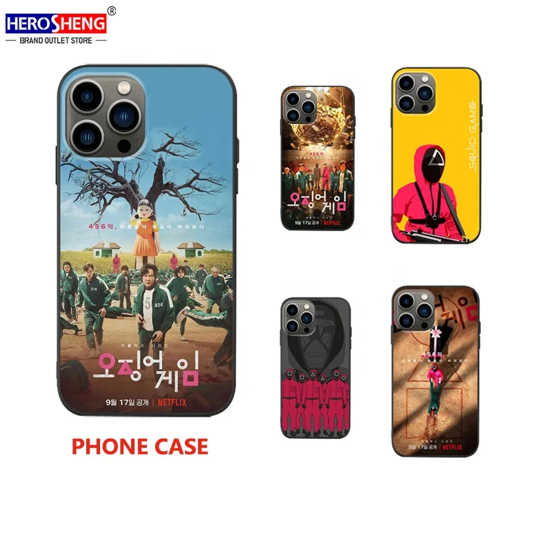 

Hot Selling Korean TV Squid Game Shockproof Mobile Phone Bags & Cases 13 12 Pro Max Phone Case Squid Game Phone Case, 17 colors