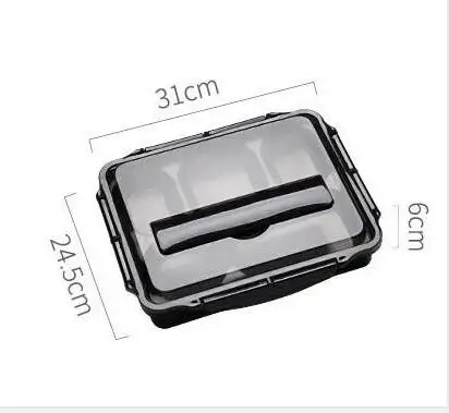 

wholesale 304 stainless steel insulated lunch box with plastic lid for students kid 5 compartment food container lunch tray, Black