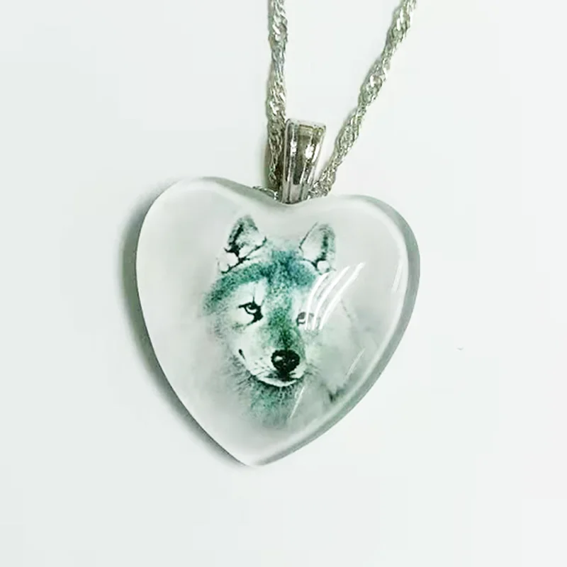 

European and American retro crystal wolf cartoon animal jewelry necklace