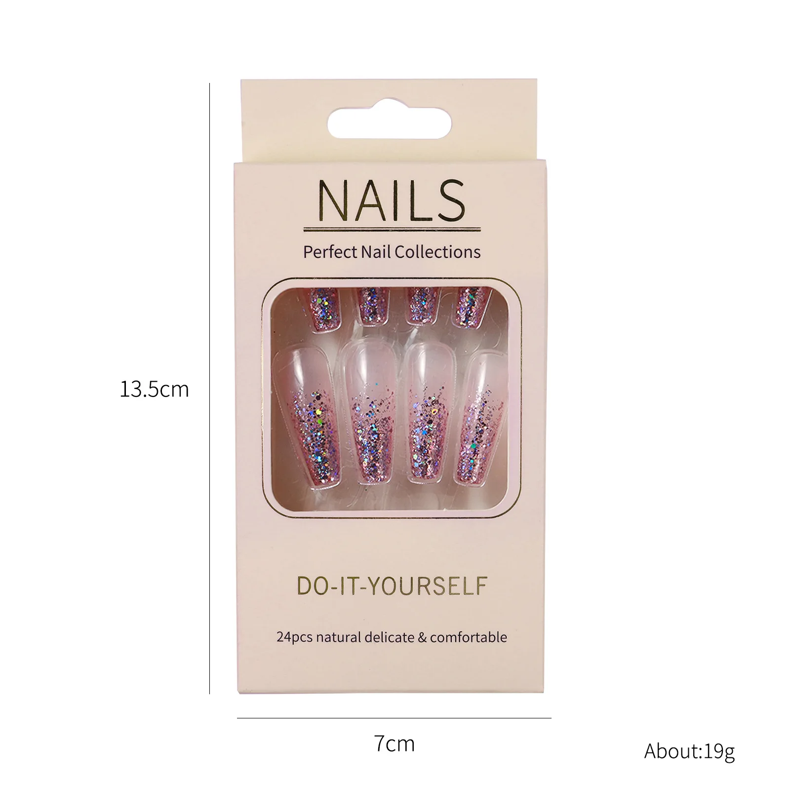 

Hot 24 Pcs Acrylic Custom False Artificial Fingernails Long Ballet Coffin Nail Tips Bling Press On Nails Tip, Picture show
